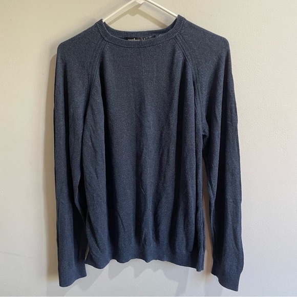 Northern Isles Navy Long Sleeve Shirt Silk Rayon Cashmere Blend Sweater L Men’s - Picture 1 of 6